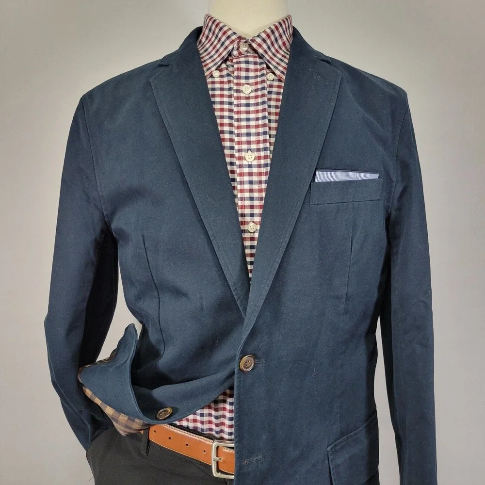 Daniel Cremieux Men's Sport Coat Blazer Two Button Navy Cotton Twill Size Large‎
